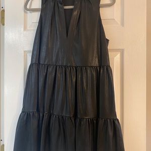 Faux leather sleeveless dress.